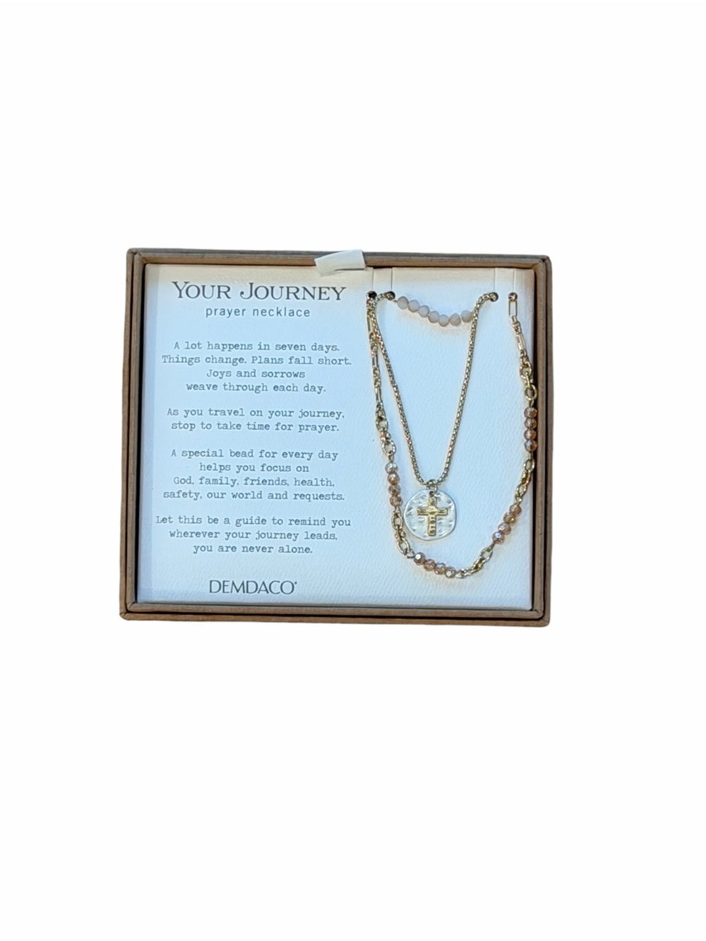NWT Demdaco Gold and champagne Layered Cross Necklace Set